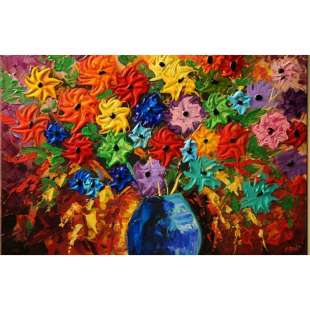 Wonderbaarlijk Olieverf Schilderij bloemen in de vaas | Kunst voor in huis DH-56