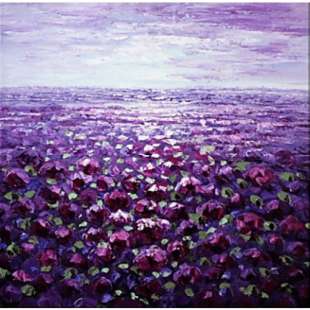 Schilderij het paarse bloemenveld - Kopen foto 2