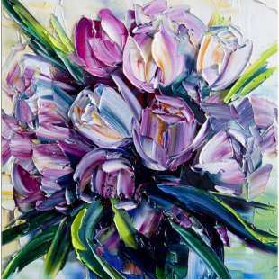 Super Paarse Tulpen bloemen schilderij - Kopen | Kunst voor in huis DP-71