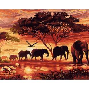 Schilderij van olifanten familie foto 1