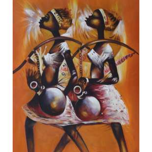 Afrikaans schilderij 2 water dragers - Kopen foto 2