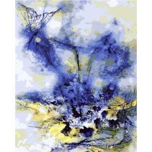 Abstract olieverf schilderij Met blauw enzo foto 1