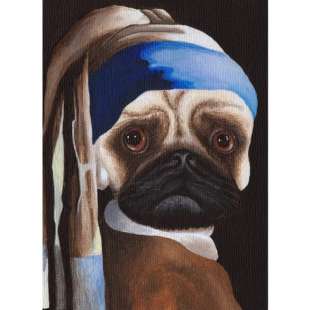 Pop art schilderij hondje met de parel foto 1