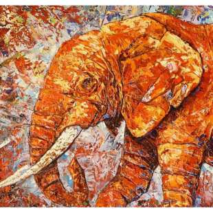 Schilderij gestippelde olifant - Kopen foto 1