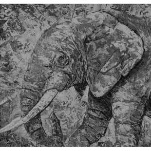 Schilderij zwart wit gestippelde olifant - Kopen foto 1