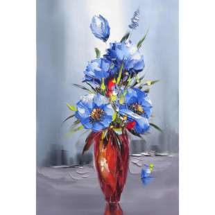 Schilderij Blauwe bloemen - te koop foto 1