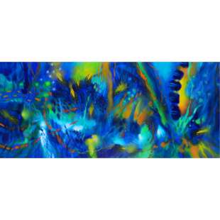 Betaalbare kunst schilderij abstractie in Blauw foto 1