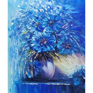 Bloemen schilderij blauwe bloemen - Kopen foto 2