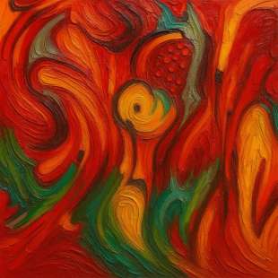 Abstract olieverfschilderij met krachtige penseelstreken foto 1