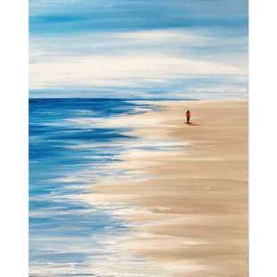 Schilderij eenzame strandwandeling foto 1