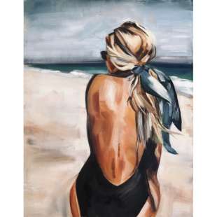 Schilderij blond haar op het strand - Kopen foto 1
