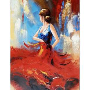 Schilderij vrouw in rode rok II foto 1