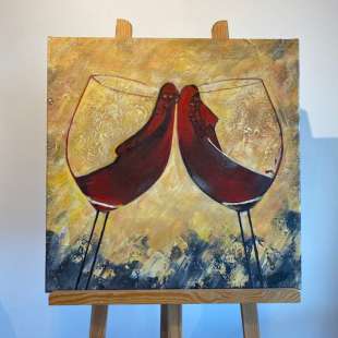 Uitverkoop schilderij twee wijnglazen foto 1