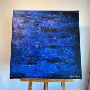 Uitverkoop schilderij donkerblauw abstract foto 1