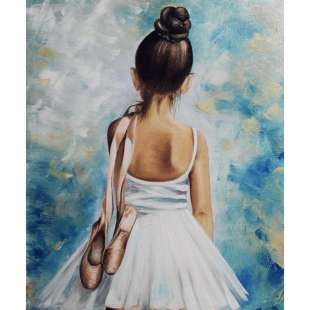 Olieverfschilderij van een kleine ballerina foto 2