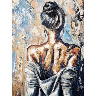 Olieverfschilderij van vrouw met blote rug foto 1