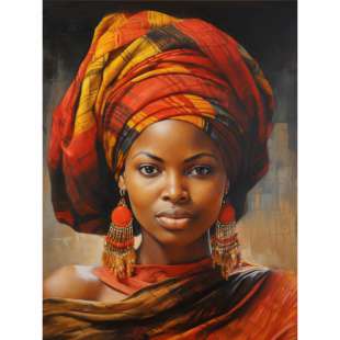 Vrouw van de Savanne - Uniek Afrikaans Portretschilderij foto 1