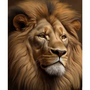 Koninklijke Manen: Een Majestueus Leeuwen Schilderij foto 1