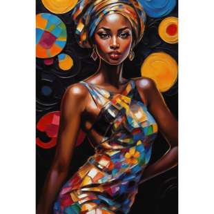 Vibrant Essence: Olieverfschilderij Afrikaanse Schoonheid foto 1
