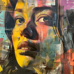 Urban Muse: Vrouwengezicht in Street Art Stijl foto 1