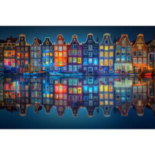 Kleurrijke Kade: Olieverf Visie op Amsterdam foto 1
