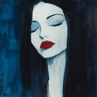 Abstract Vrouw Portret – Handgeschilderd Olieverfschilderij foto 1