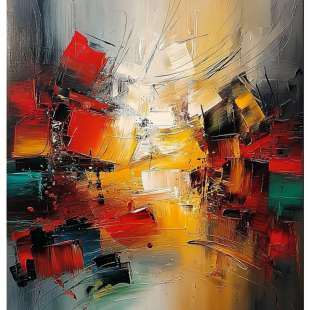 Modern abstract olieverfschilderij – dik impasto & populaire kleuren foto 1