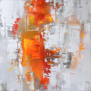 Vuur en Stilte – Abstract Olieverfschilderij Handgemaakt foto 1
