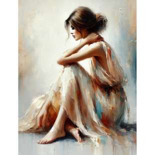 Olieverfschilderij vrouw – Stilte in Gedachten | Kunstvoorinhuis foto 1