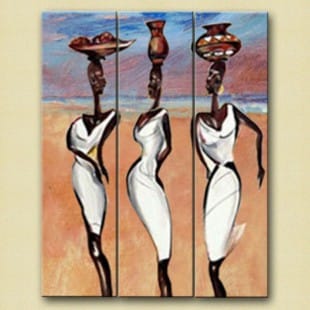 Olieverf schilderij Zulu Vrouwen foto 1
