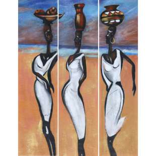 Olieverf schilderij Zulu Vrouwen foto 2