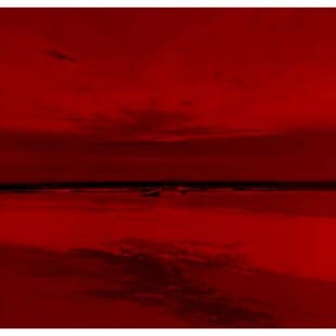 Abstract landschap schilderij rood zwarte zee foto 1