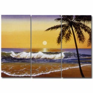 Olieverf schilderij Palm Strand foto 1