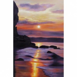 Te koop - schilderij zonsopgang aan zee foto 1