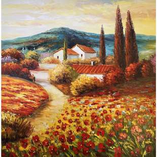 Olieverfschilderij Toscaans bloemveld foto 2