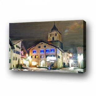 Schilderij De Kleine Stad - Te Koop foto 1