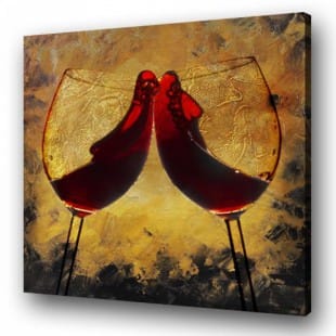 Olieverfschilderij twee wijnglazen foto 1