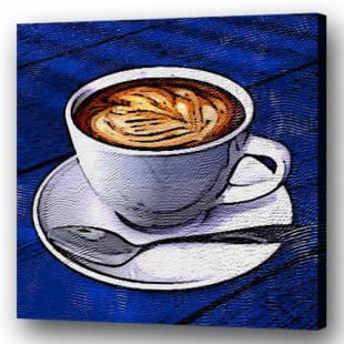Schilderij Koffie Kopje aan tafel - Kopen foto 1