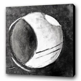 Zwart Wit Olieverf schilderij de ronde bal foto 1
