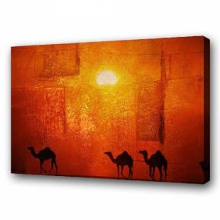 Olieverf schilderij kamelen  foto 1