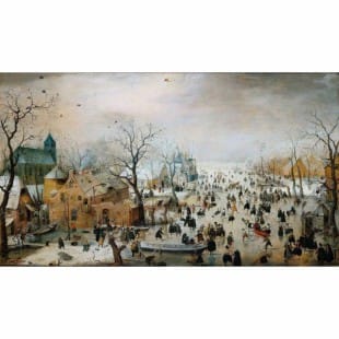 Winter schilderij Schaatsen - Kopen foto 1