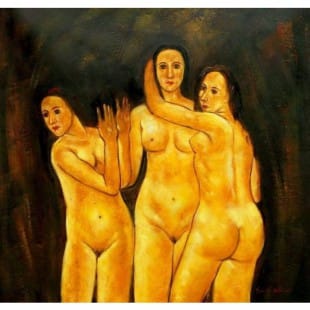 Olieverf schilderij naakte vrouwen foto 1