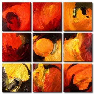 Schilderij Vurige bloemenweelde foto 1