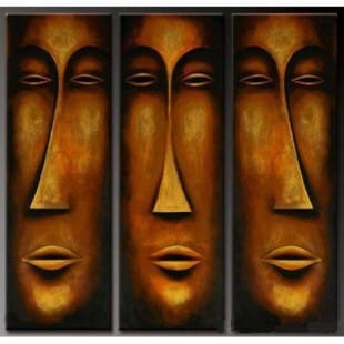Olieverf schilderij drie gezichten foto 1